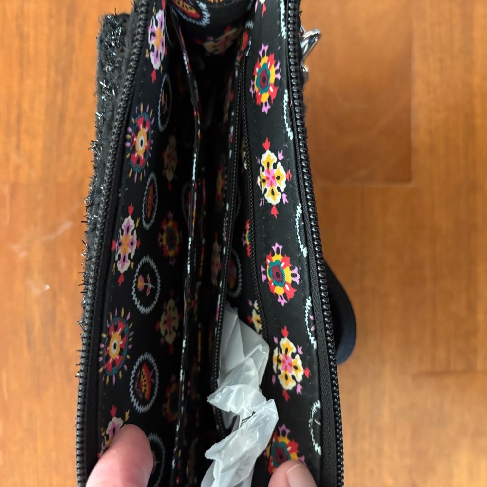 NWT Vera Bradley RFID Crossbody Wallet - black sparkle crossbody purse clutch - Picture 5 of 12